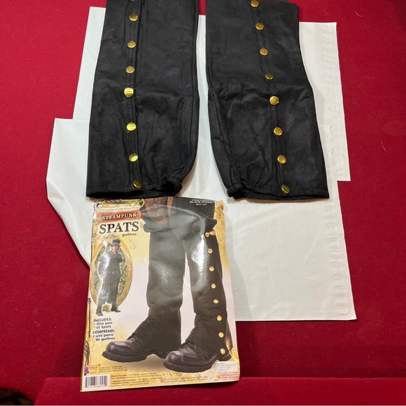 BLack BOOT Covers SPATS PIRATE Gold Button  COLONIAL RENAISSANCE COSTUME 1 Size - Picture 4 of 16